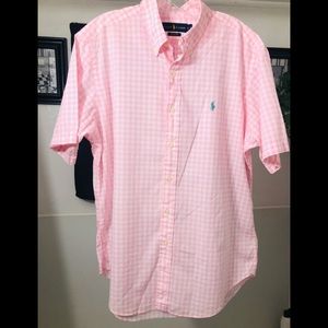 Ralph Lauren pink short sleeve shirt gingham shirt